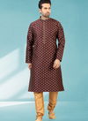 Brown Colour Outluk New Latest Design Jacquard Silk Brocade Party Wear Kurta Pajama Mens Collection 1224-1039